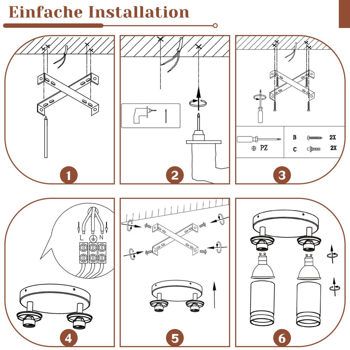 STRAHLER Heilbronn 2-flammig 20/20/17 cm - Weiß, Metall (20/20/17cm) - Nettlife