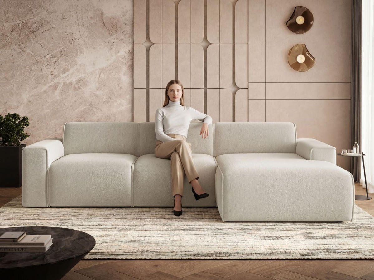 ECKSOFA Lavia Beige Links - Beige/Schwarz, Holz/Kunststoff (310/165cm) - Graingold