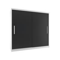 SCHWEBETÜRENSCHRANK Verona SI, Weiß/Schwarz Matt, 200 cm - Schwarz, Holz (200/216/60cm) - B BELINI GROUP