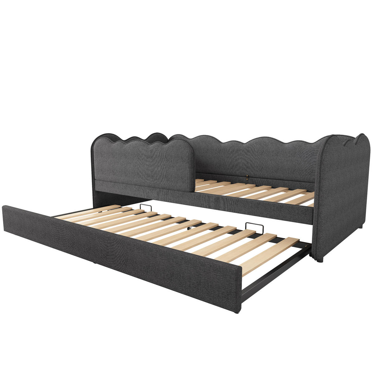 AUSZIEHBETT 90/190 cm DE-00663, in Grau, Tagesbett-Funktion und Lattenrost - Grau, Metall (90/190cm) - ComfortXL