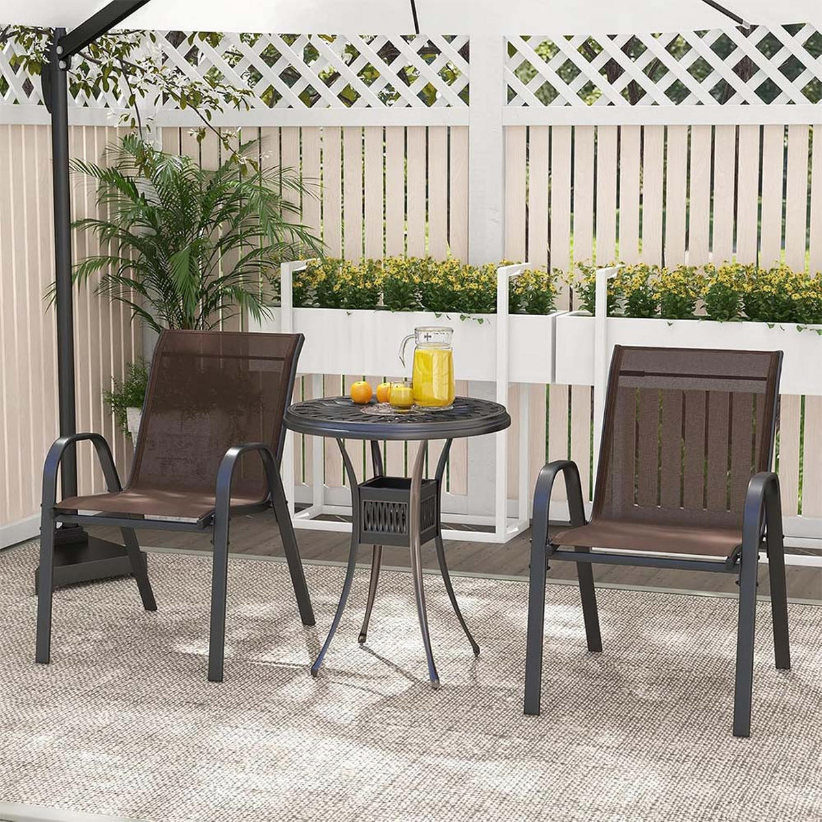 GARTENSTÜHLE Braun(4-teilig) - Braun, Metall (70/84/56cm) - COSTWAY