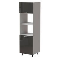 BACKOFENUMBAUSCHRANK Essen D14/RU/60/207 Graphit Hochglanz / Weiß Matt 60 / 59 / 207cm - Graphitfarben/Weiß, Holz/Holzwerkstoff (60/207/59cm) - Feldmann-Wohnen