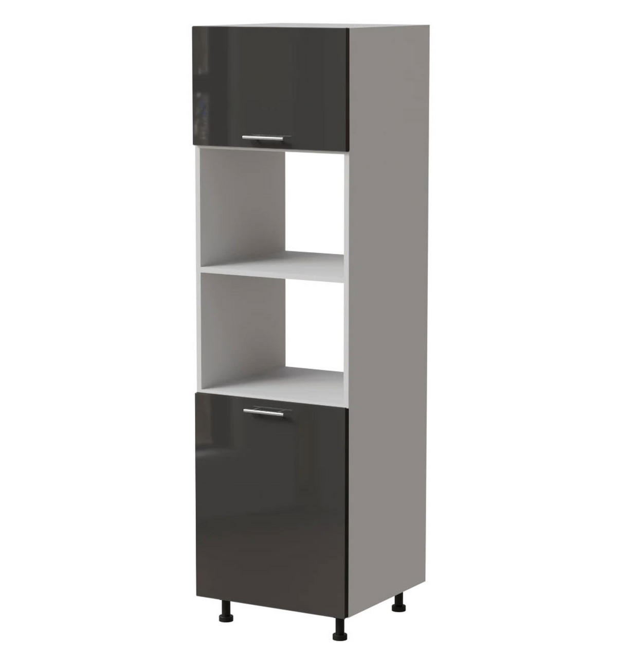 BACKOFENUMBAUSCHRANK Essen D14/RU/60/207 Graphit Hochglanz / Weiß Matt 60 / 59 / 207cm - Graphitfarben/Weiß, Holz/Holzwerkstoff (60/207/59cm) - Feldmann-Wohnen