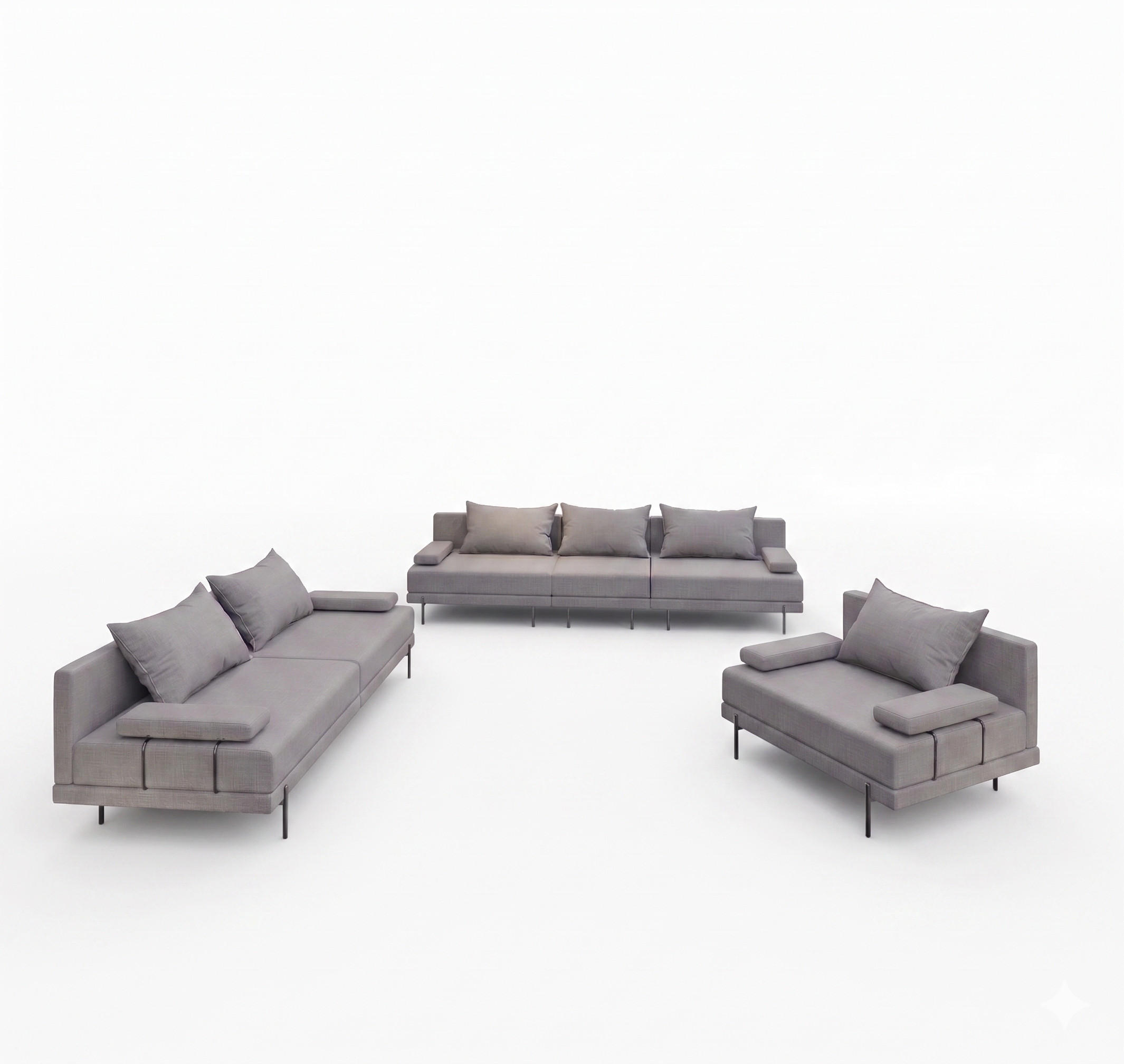 GARTENMÖBEL Set BAHAMA - 6 Personen - Wetterfeste Balkonmöbel & Terrassenmöbel Außen - Moderne Lounge Möbel für Garten - Terrasse - Grau - Grau, Kunststoff - Trada