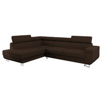 ECKSOFA Fonti Cord, Seite: Links - Braun, Holz/Textil (253/188cm) - MIRJAN24