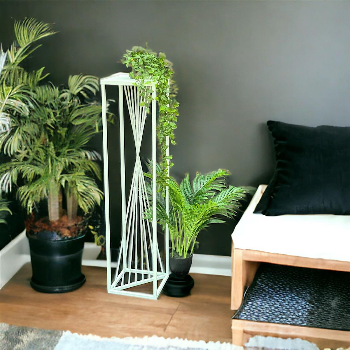 BLUMENSTÄNDER Metall Weiß Eckig 100 cm - Weiß, Metall (24/100/24cm) - DanDiBo