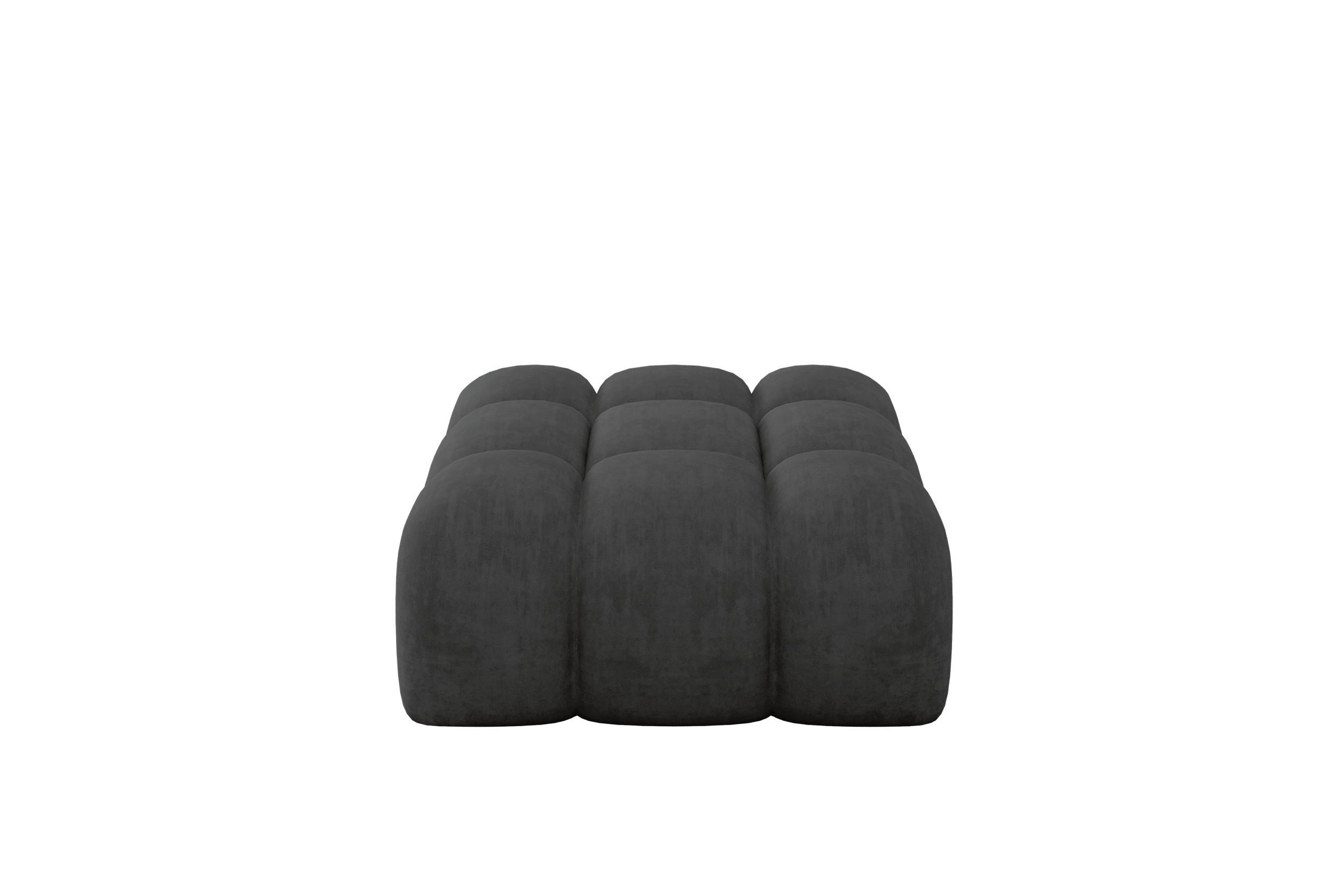 POUF OLEA-PUF 91x87x44 cm Dunkelgrau Velours Modular Sitzhocker - Anthrazit/Schwarz, Holzwerkstoff/Kunststoff (91/44/87cm) - ALTDECOR
