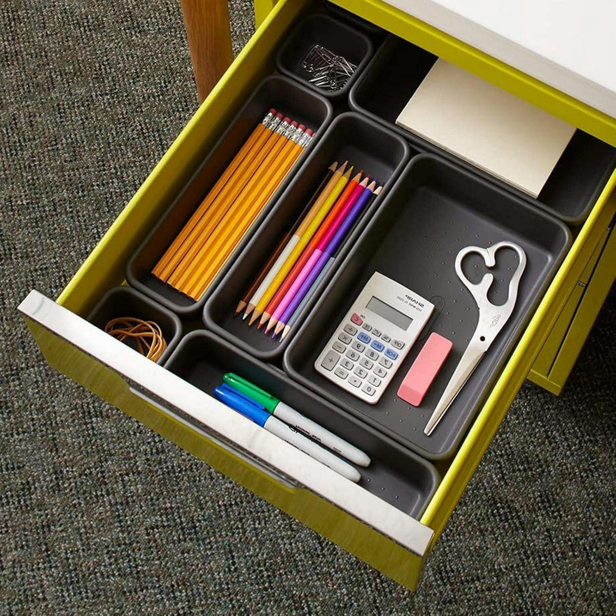 SCHUBLADEN Organizer 8-teiliges Set Dunkelgrau - Anthrazit, Kunststoff (10/2/10cm)