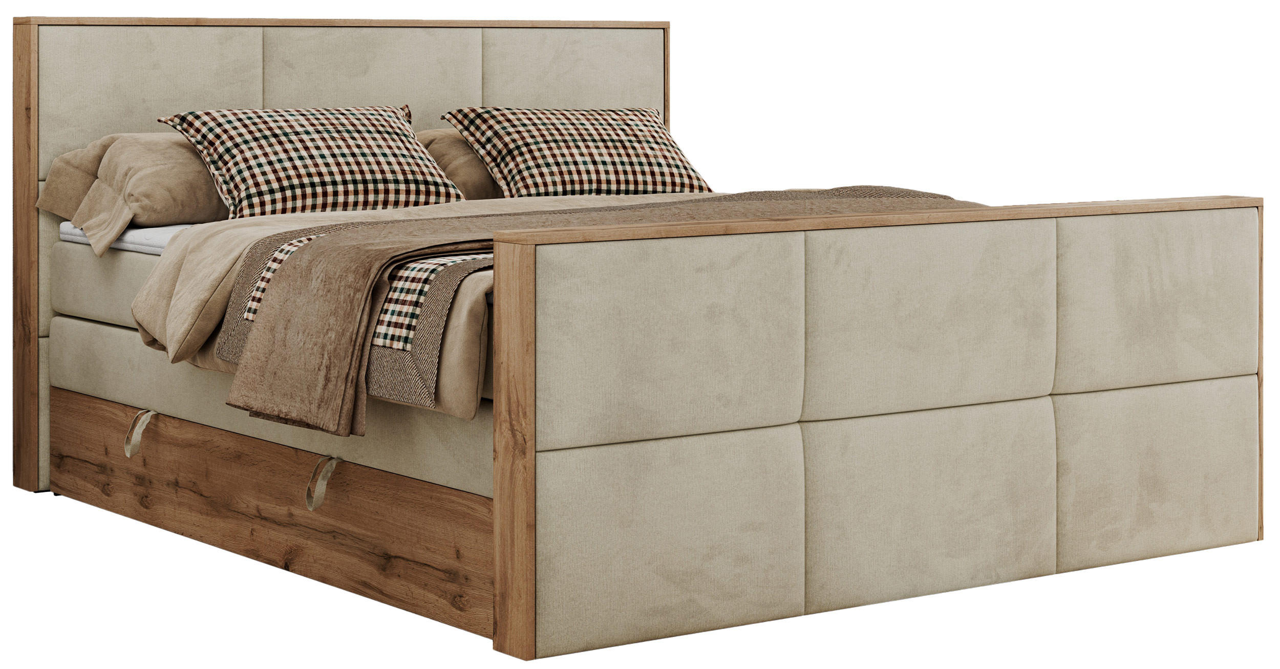 BOXSPRINGBETT ALBERO 2 KING DUO 120/200 Beige Velvet - H3 - Beige, Holz/Textil (120/200cm) - MKS