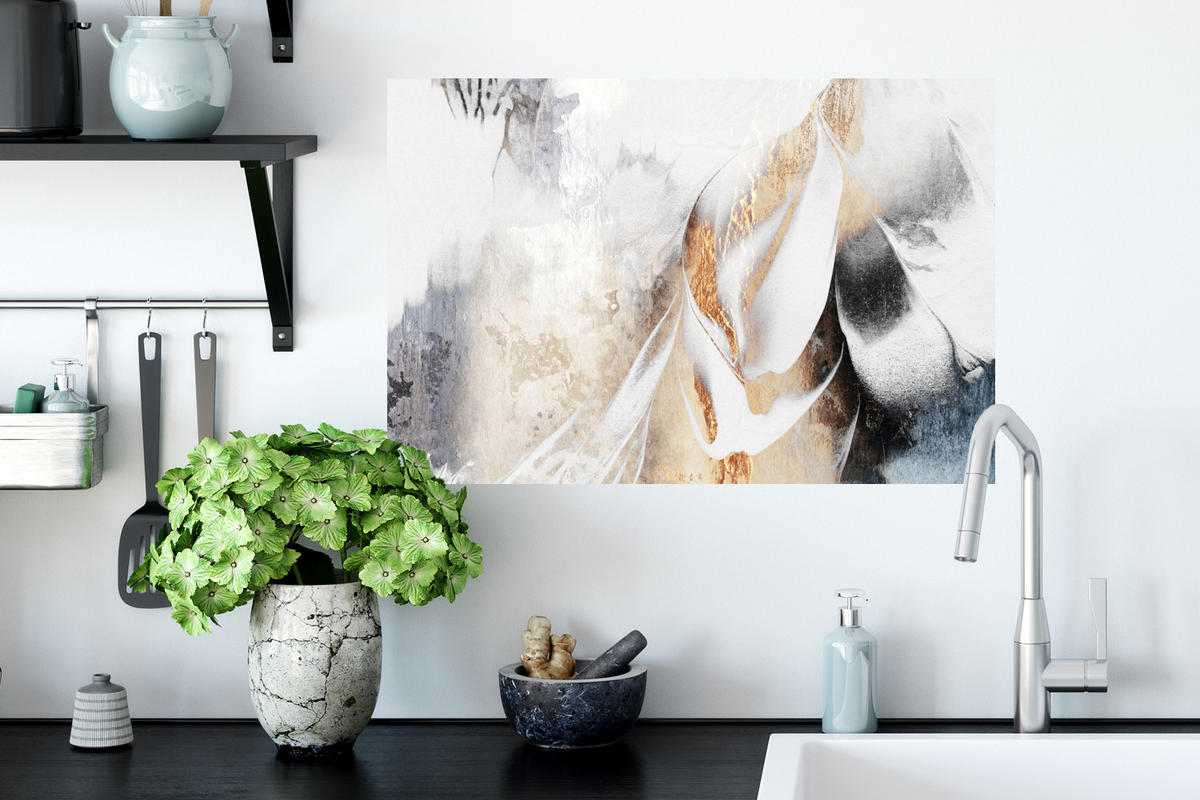 WANDTATTOO Luxus - Abstrakt - Gold - Weiß 60x40 cm - Goldfarben, Kunststoff (60/40/0.1cm) - MuchoWow