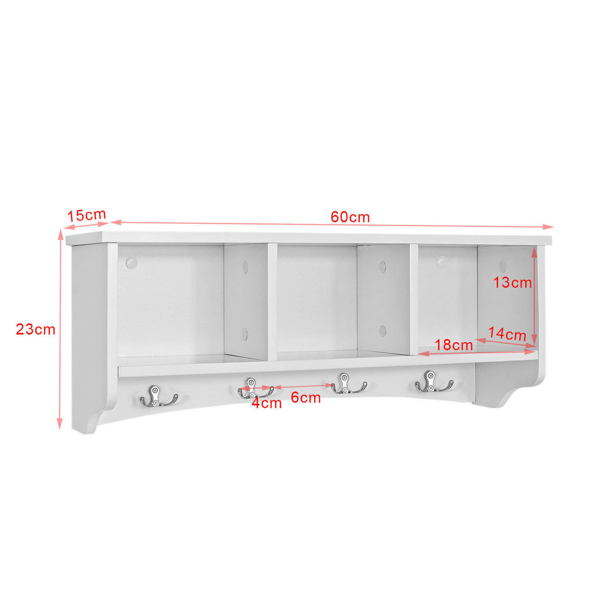 WANDGARDEROBE Weiß - Weiß, Holzwerkstoff (60/23/15cm) - SoBuy