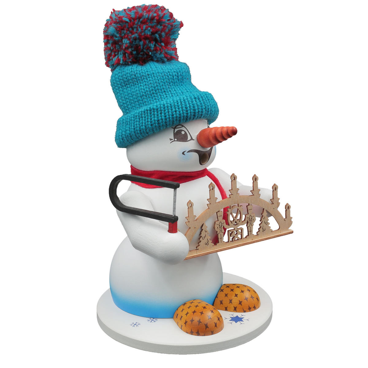 RAUCHFIGUR Schneemann Weiß Schwibbogenverkäufer 19 cm - Multicolor, Holz (15/19/0.1cm)