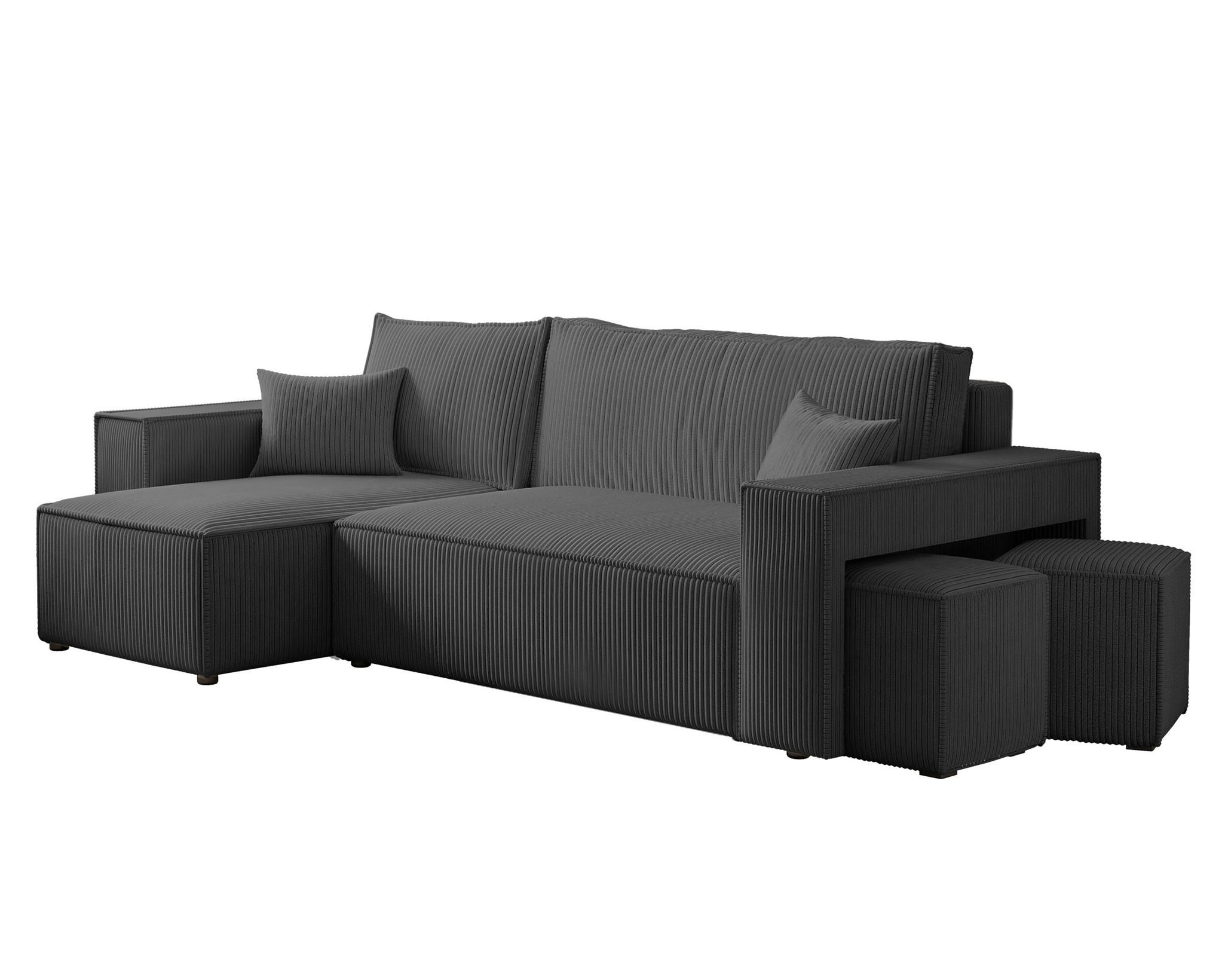 Fun Möbel Ecksofa Schwarz 262x145 cm