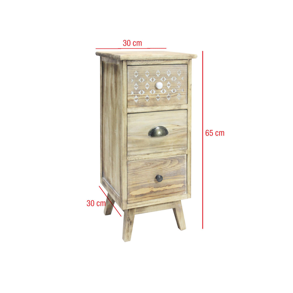 NACHTTISCH Braun 30/30/65 cm - Braun, Holz (30/65/30cm) - Mobili Rebecca