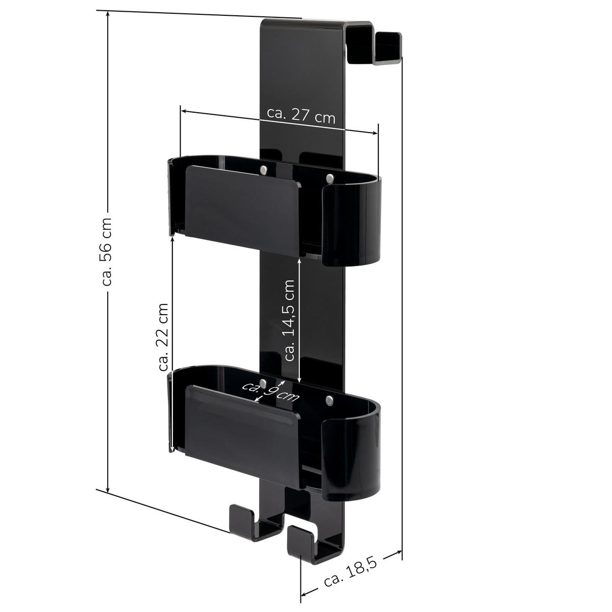 DUSCHREGAL, schwarz, Acryl - Schwarz, Kunststoff (27/56/18.5cm) - bremermann