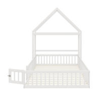 HAUSBETT 140/200 cm Weiß aus Massivholz mit Stauraum und Lattenrost - Weiß, Holz (140/200cm) - OKWISH