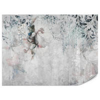 FOTOTAPETE für Schlafzimmer Zarte Blätter Beton Blumen Natur 350x256 - Schwarz/Rosa, Papier (350/256cm) - Muralo