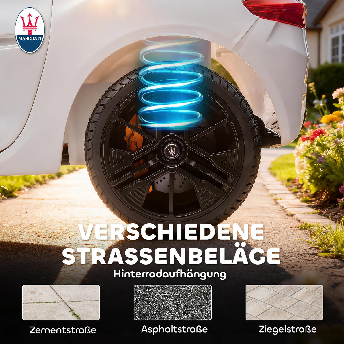 ELEKTROAUTO DE-06176 2-Sitzer mit Fernbedienung und LED Weiß - Weiß, Kunststoff/Metall (120/72/50cm) - ComfortXL