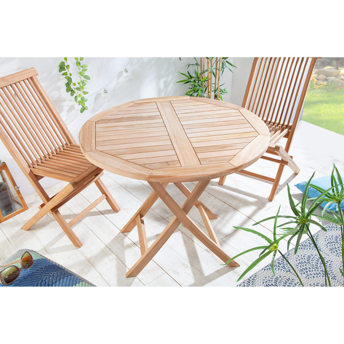 GARTENTISCH EMPIRE TEAK Teakholz rund Natur 90 cm - Braun, Holz (90/90/75cm) - riess-ambiente