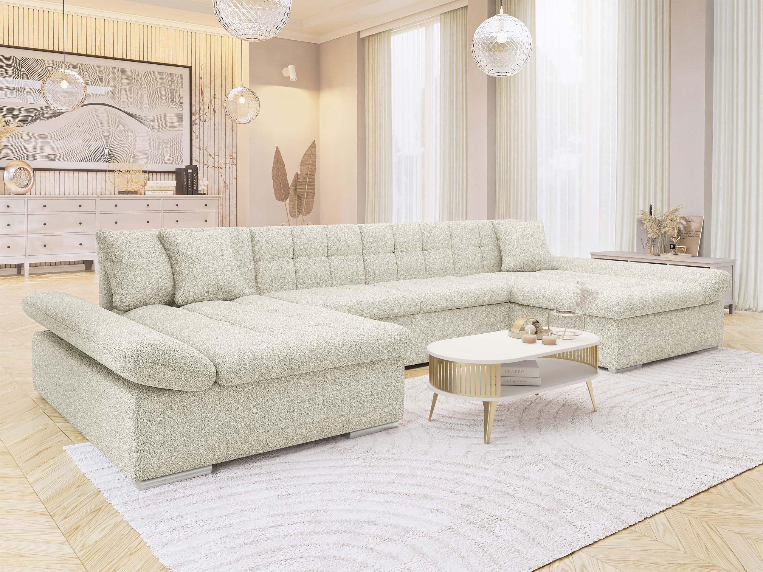 WOHNLANDSCHAFTEN Alia Premium - Sandfarben, Holz/Textil (360/75/160cm) - MIRJAN24