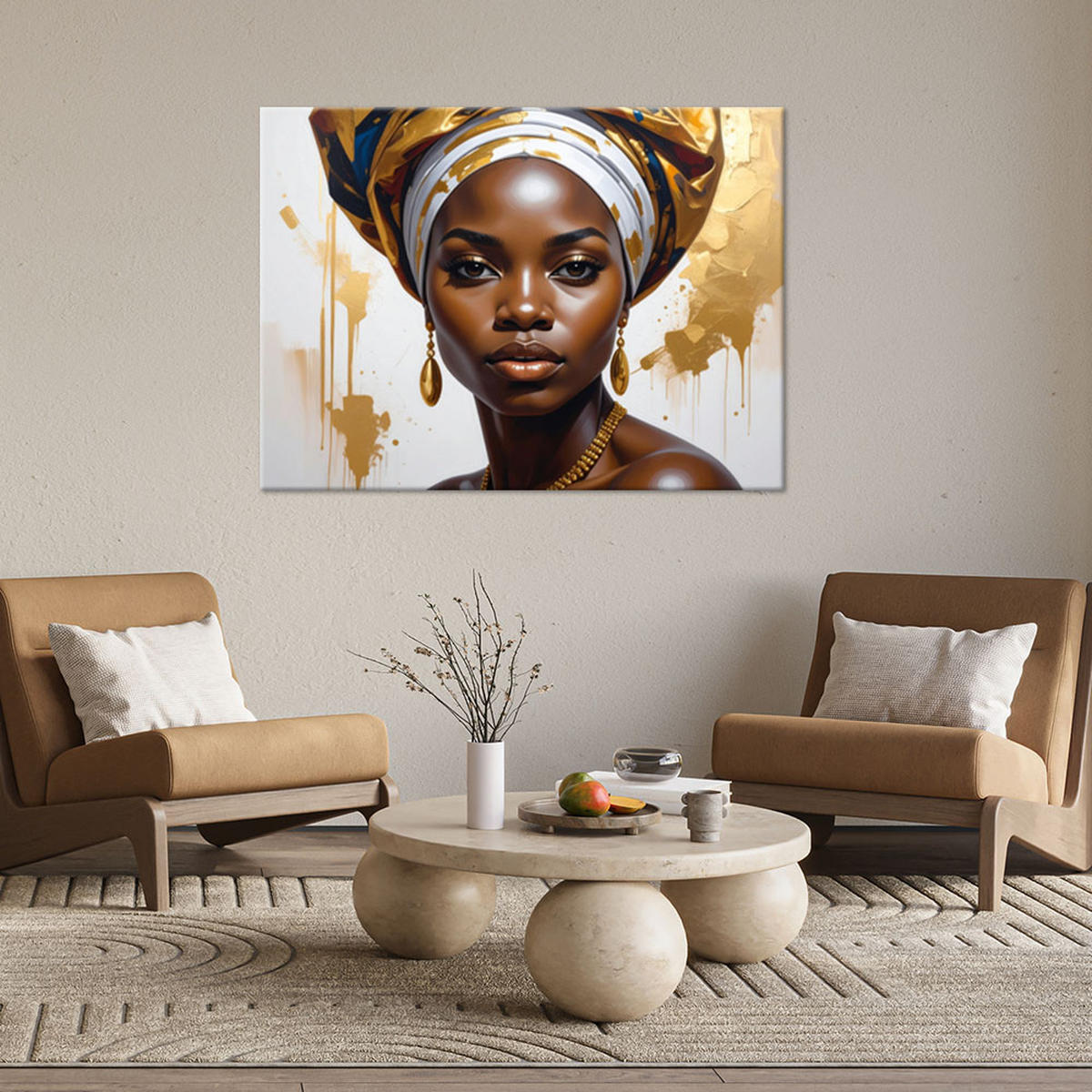 LEINWANDBILD Menschen & Charaktere 120x80cm - Goldfarben, Textil (120/80cm) - Feeby