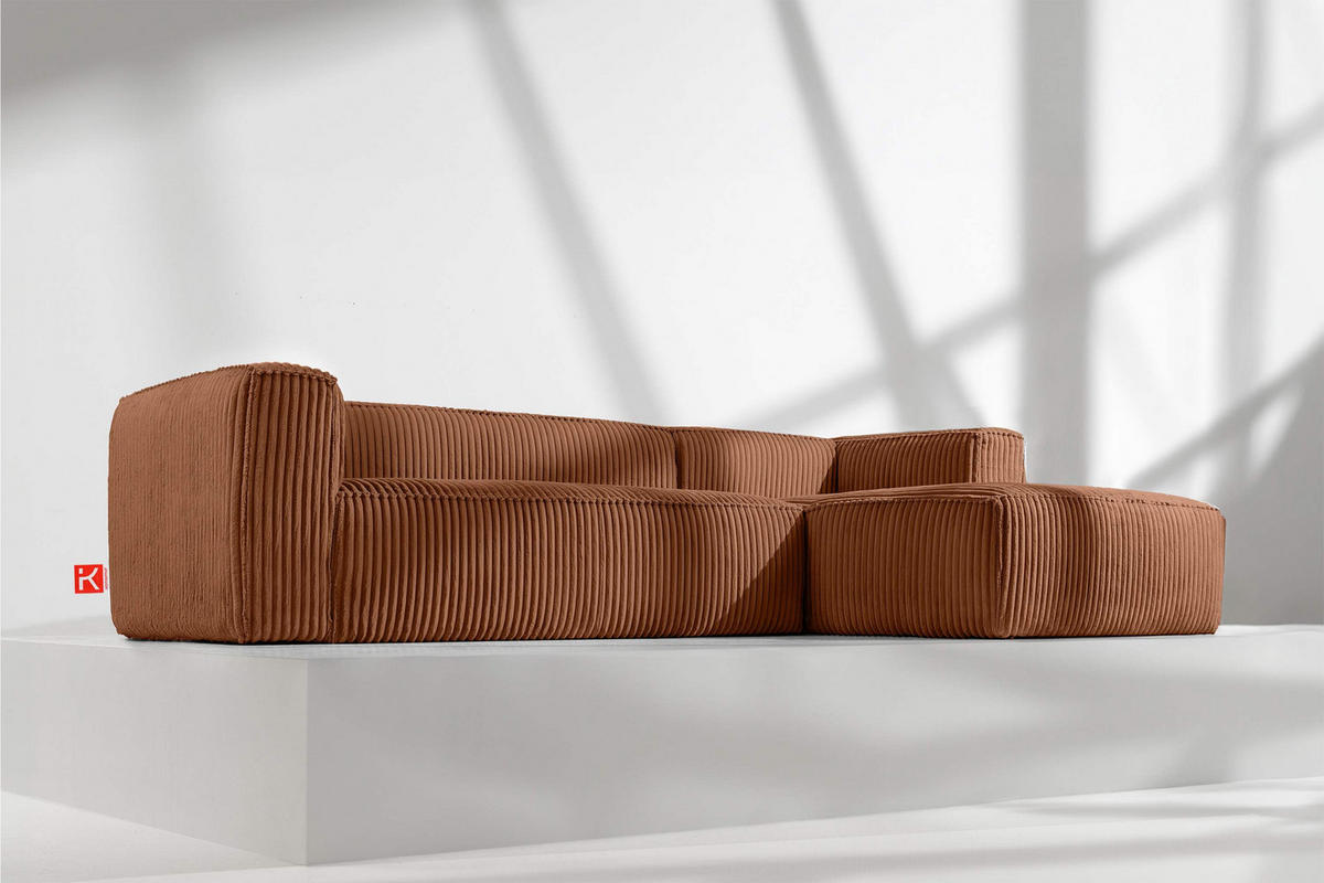 ECKSOFA-RECHTS FEROX Modern, Cord-Stoff, rot - Rot, Textil (305/175cm) - KONSIMO®