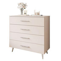 KOMMODE AURA KASCHMIR 4S mit Schubladen Silberne Beine und Griffe - Kaschmir/Silberfarben, Holzwerkstoff (95/90/40cm) - Lookway
