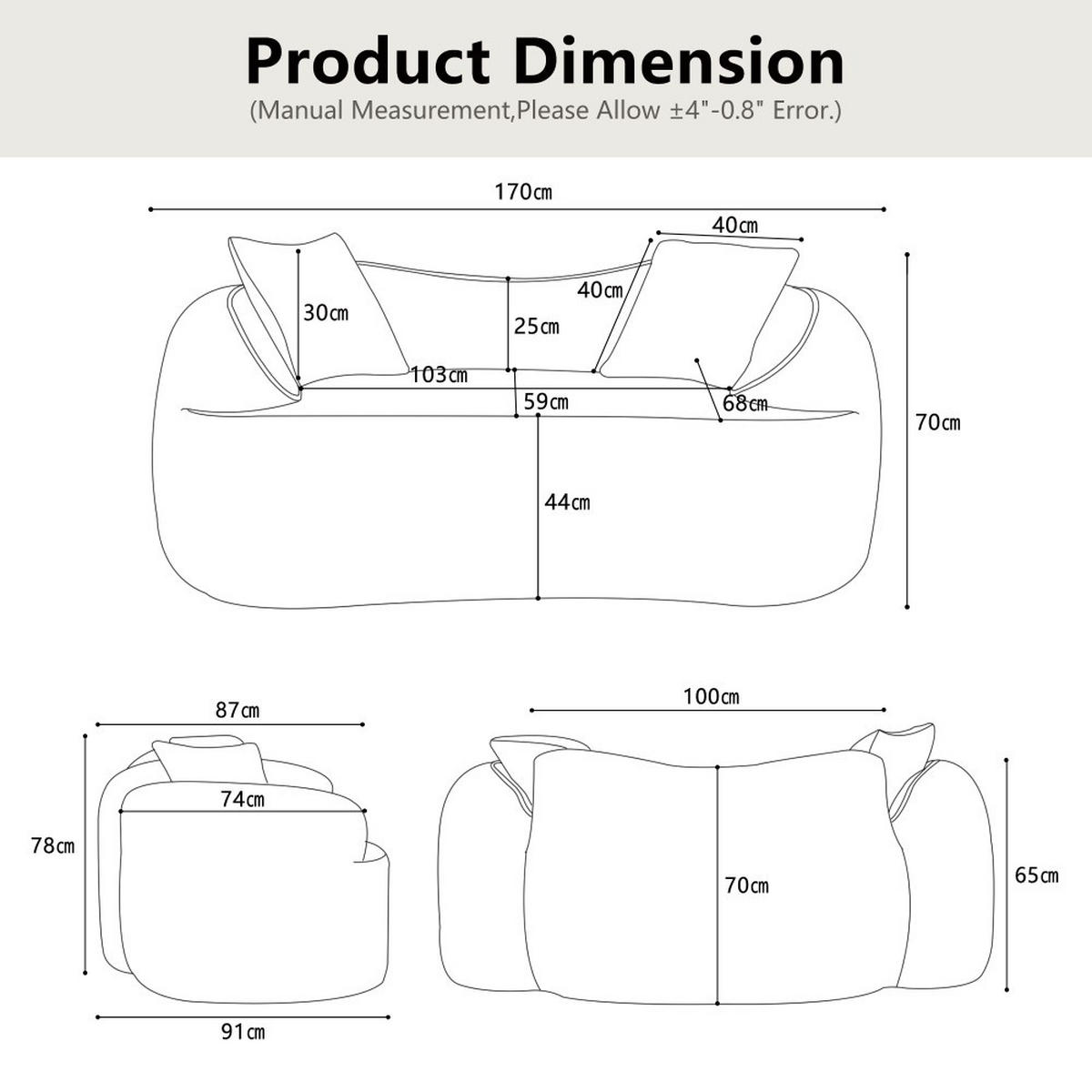 2-SITZER-SOFA, Keine Montage erforderlich, mit Kissen, Rosa - Pink, Textil (91/70/170cm) - KOMHTOM
