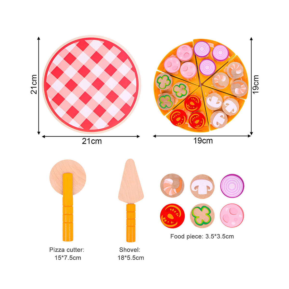 KINDERKÜCHENZUBEHÖR Pizza - Multicolor, Holz (21/21/2.3cm)
