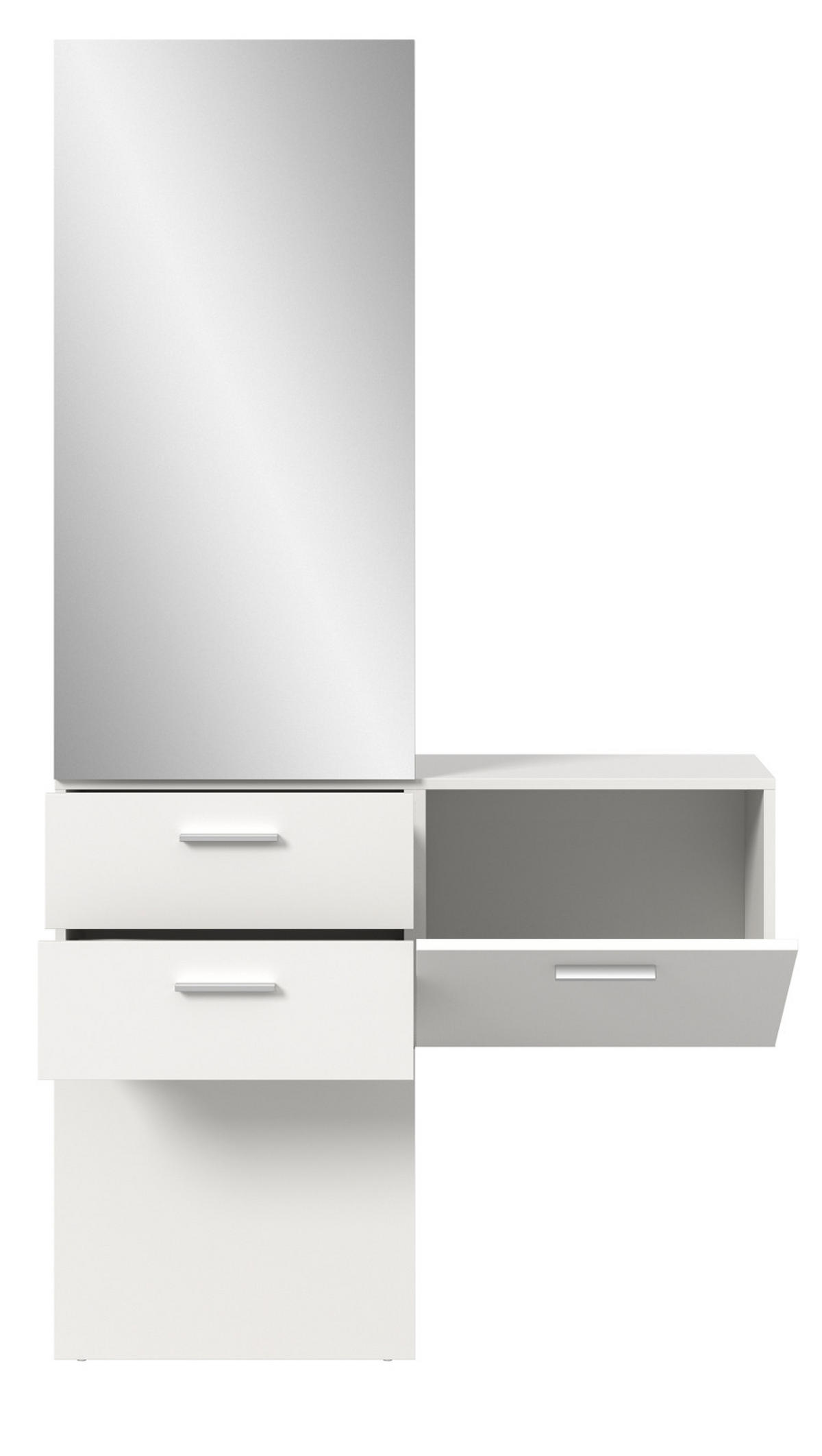 GARDEROBE Set weiß 104 x 190 cm, Komplettset 2-teilig mit Spiegel - Silberfarben/Weiß, Glas/Holzwerkstoff (104/190/36cm) - Inn.Furn