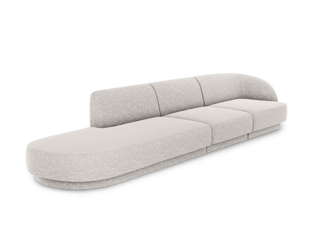 LINKES-SOFA Miley aus Chenille-Stoff hellgrau 4 Sitzplätze - Hellgrau, Textil (90/70/323cm) - Micadoni