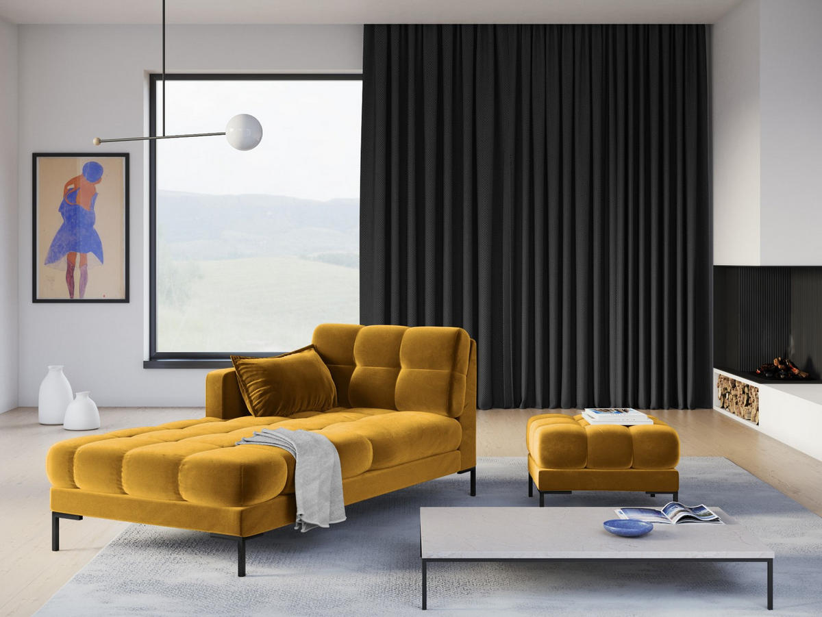 POUF Mamaia aus Samt gelb - Gelb, Textil (60/41/60cm) - Micadoni