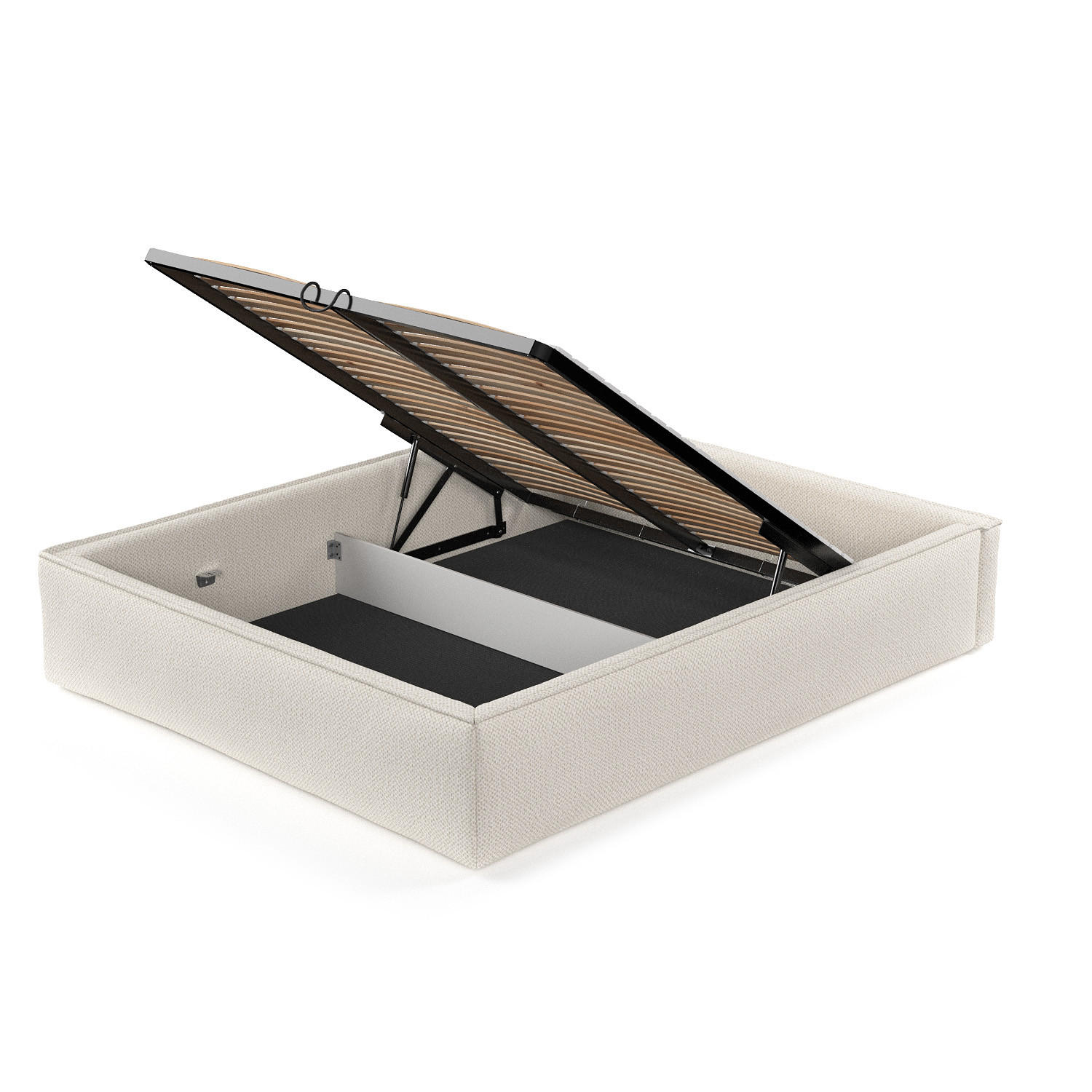 POLSTERBETT Alvar Beige 120/200 cm im Chenille-Stoff - Beige/Schwarz, Holz/Holzwerkstoff (120/200cm) - Maison de Reve