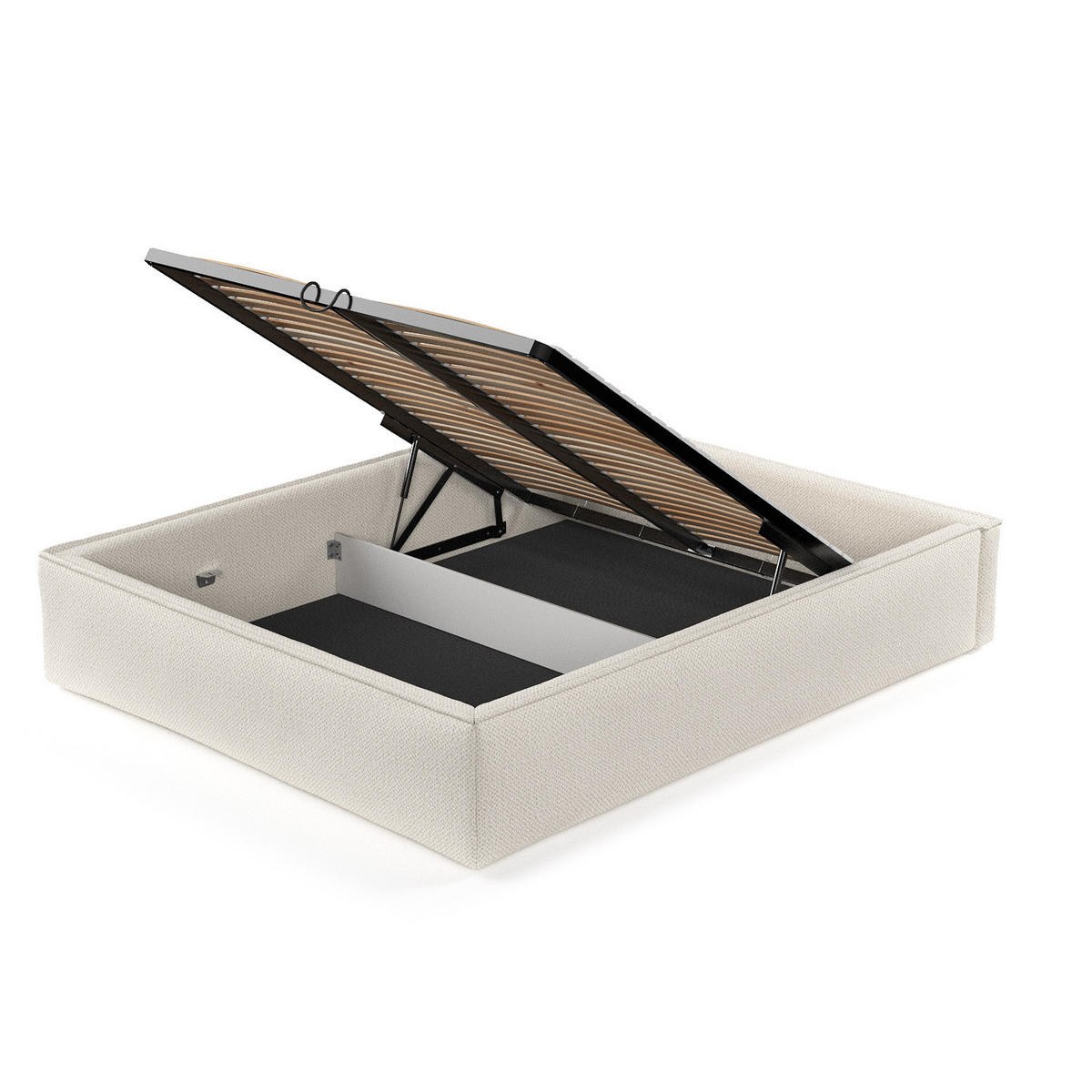 POLSTERBETT Alvar Beige 120/200 cm im Chenille-Stoff - Beige/Schwarz, Holz/Holzwerkstoff (120/200cm) - Maison de Reve