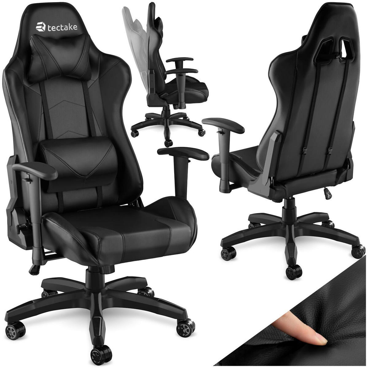 RACING-GAMINGSTUHL Twink,Belastbarkeit 120 kg,schwarz - Schwarz, Textil (68/125/69cm) - tectake