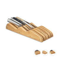MESSERBLOCK - Hellbraun, Holz (12/5/40cm) - Relaxdays
