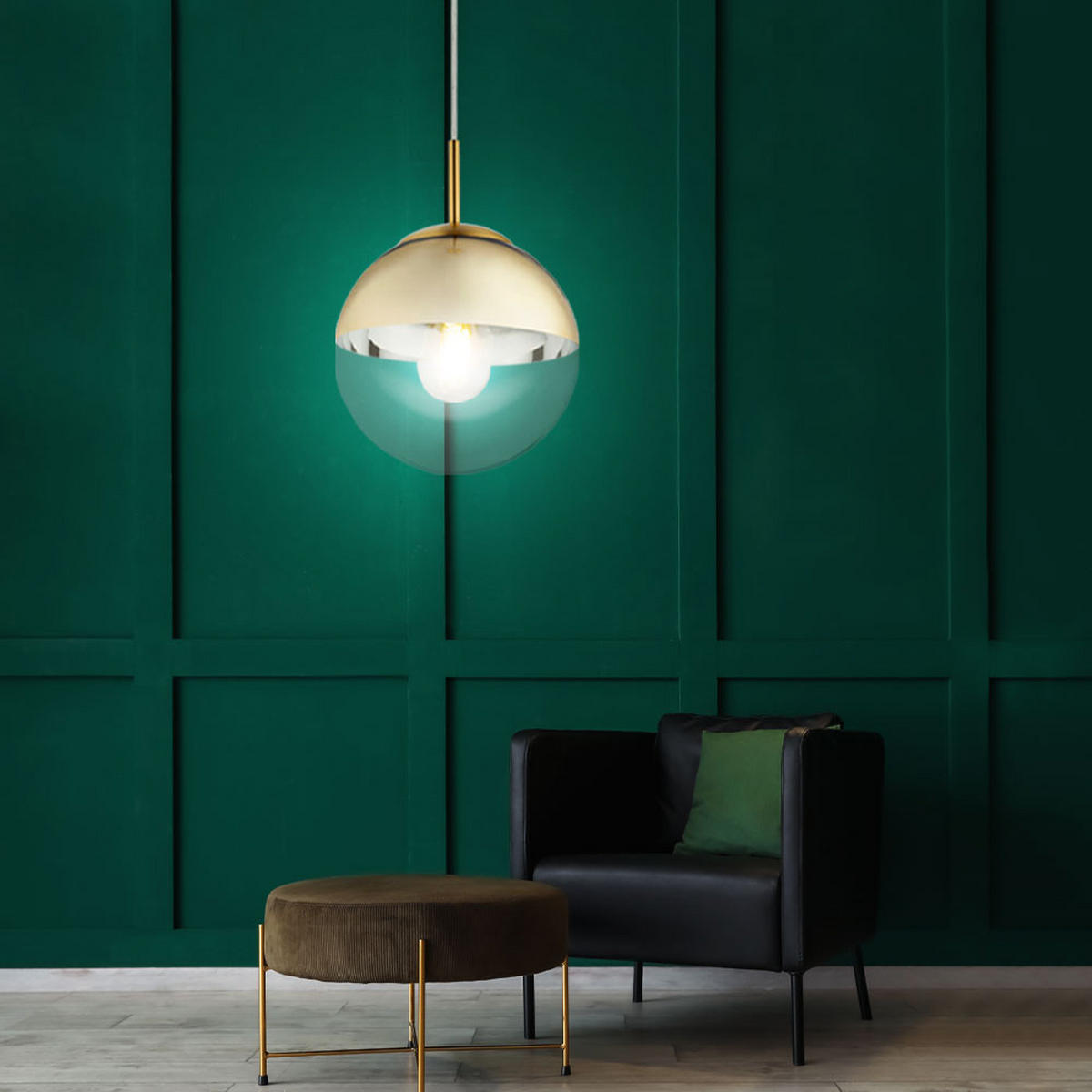 LED HÄNGELEUCHTE Metall Gold - Goldfarben, Glas (30/30/120cm) - Globo Lighting