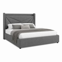 BETT mit Bettkasten und USB/Typ-C 90x200 cm Baumwoll-Leinen Grau inkl. Matratze - Grau, Metall (90/200cm) - Meubliv