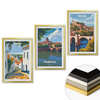 WANDBILDER 3er Set - 40x60 cm Goldrahmen - Retro-Stadtgrafiken - Goldfarben, Kunststoff (40/60cm) - ArtPrintCave