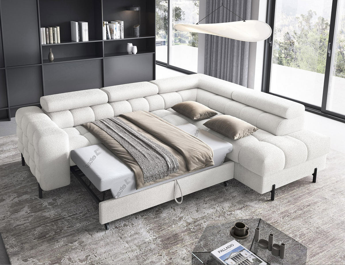 ECKSOFA Ferrucio R - Weiß (Royal 01) - Weiß, Holzwerkstoff (276/200cm) - Möblo