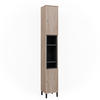 BADSCHRANK Aquis Braun 30 x 190 cm mit Türen, und offenen Fächern - Braun/Sonoma Eiche, Holzwerkstoff (30/190/30cm) - Vicco