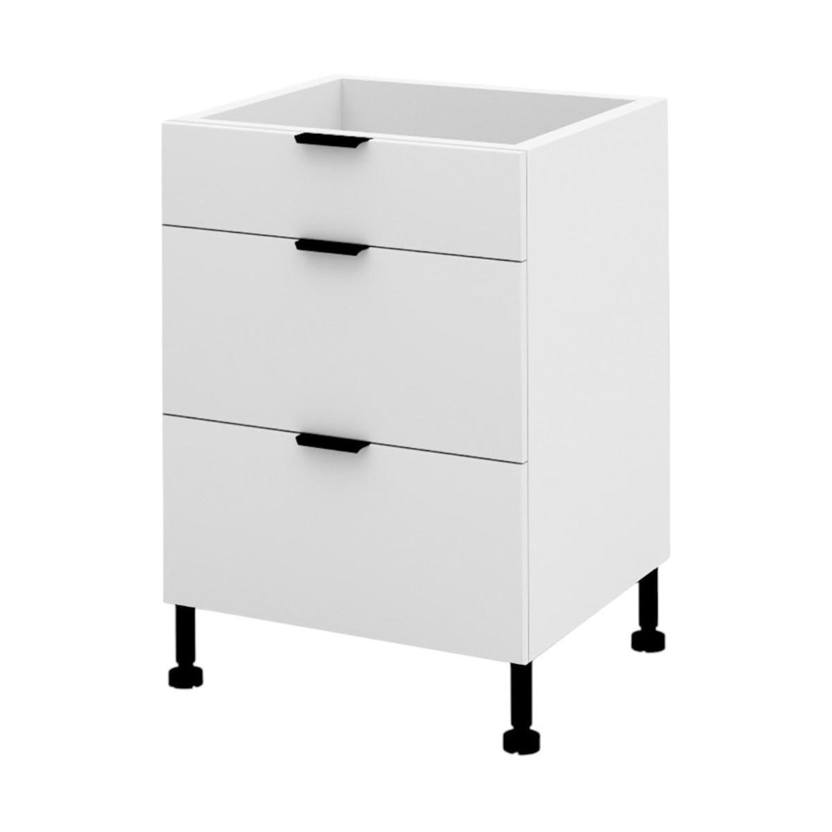 SCHUBLADENSCHRANK – 60 cm – KU-D60S3 – Lunara – Weiß Matt - Weiß, Holzwerkstoff (60/72/52cm) - hi-markt