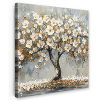 LEINWANDBILD Baum - Blumen - Weiß - Natur - Kunst 90x90 cm - Weiß, Textil (90/90cm) - MuchoWow