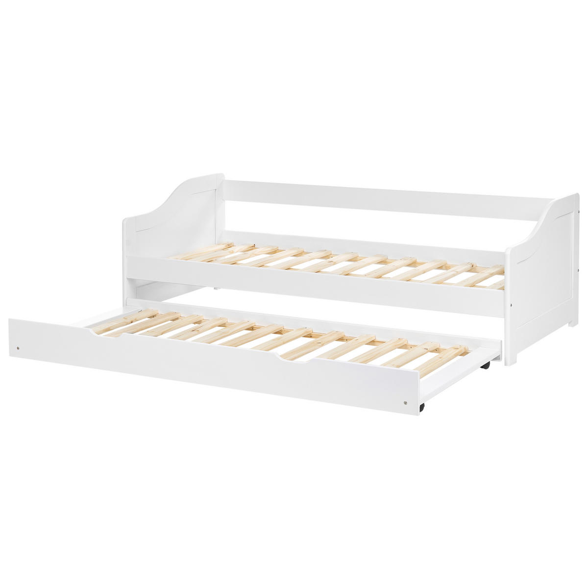UTDRAGBAR SÄNG 90x200 cm vit Luneray - Vit, Trä (90/200cm) - Beliani