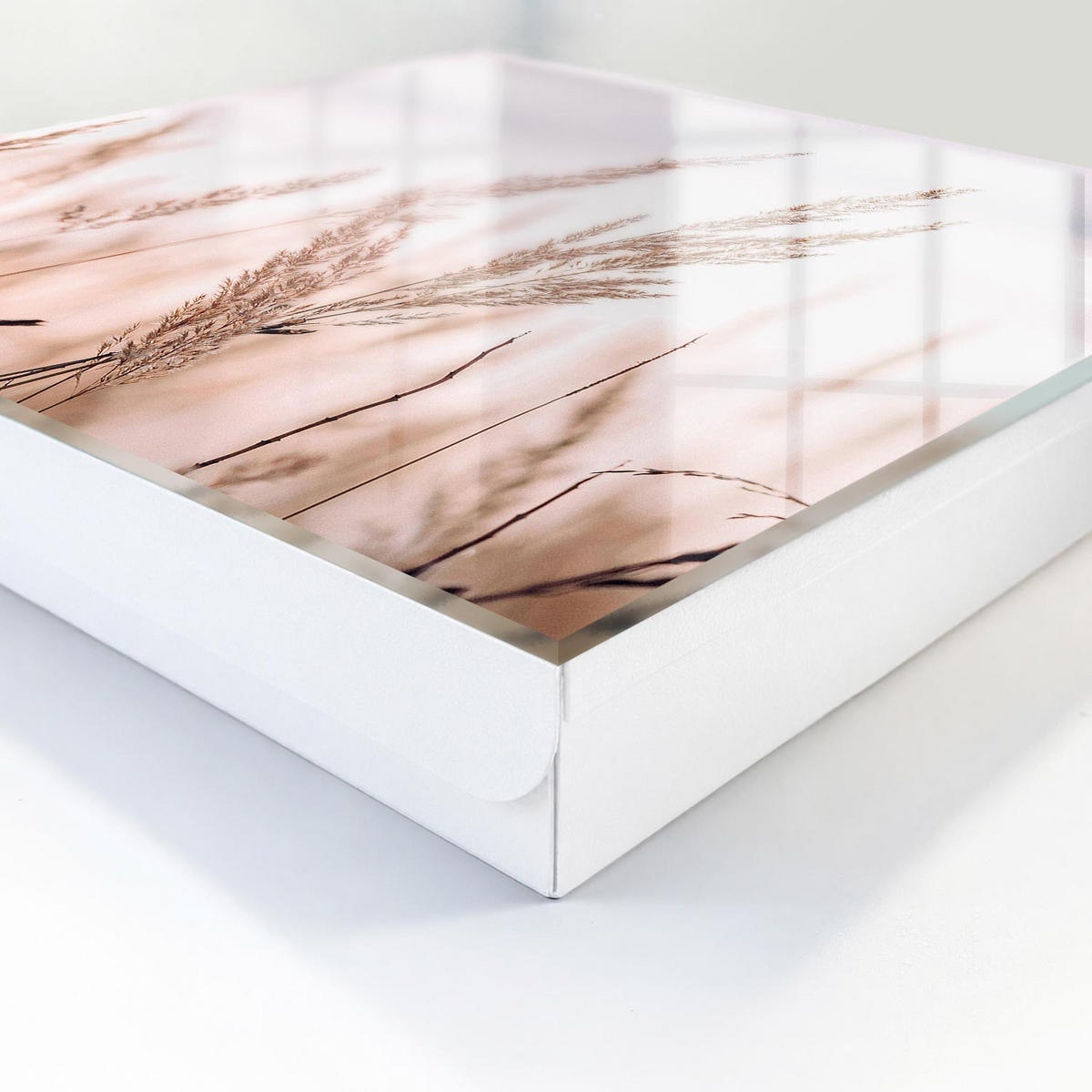 SCHLÜSSELBOX Weiß 30x30 cm – Türöffnung nach rechts - Eleganz der Wiese - Beige, Metall (30/30/5cm) - TULUP