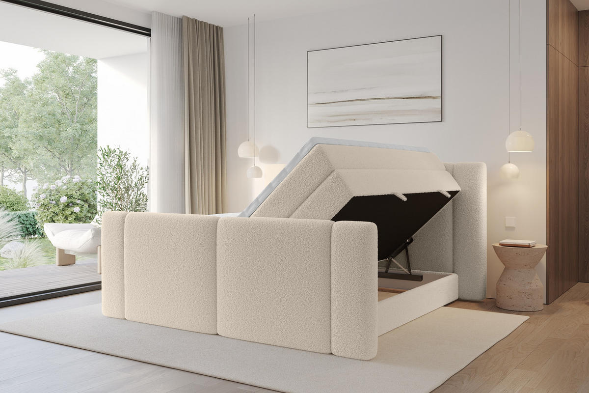 BOXSPRINGBETT mit Matratze H3/H4 - EVON KING Zanozek - 140x200 cm Dunkelbeige - Cappuccino, Holzwerkstoff (140/200cm) - ALTDECOR