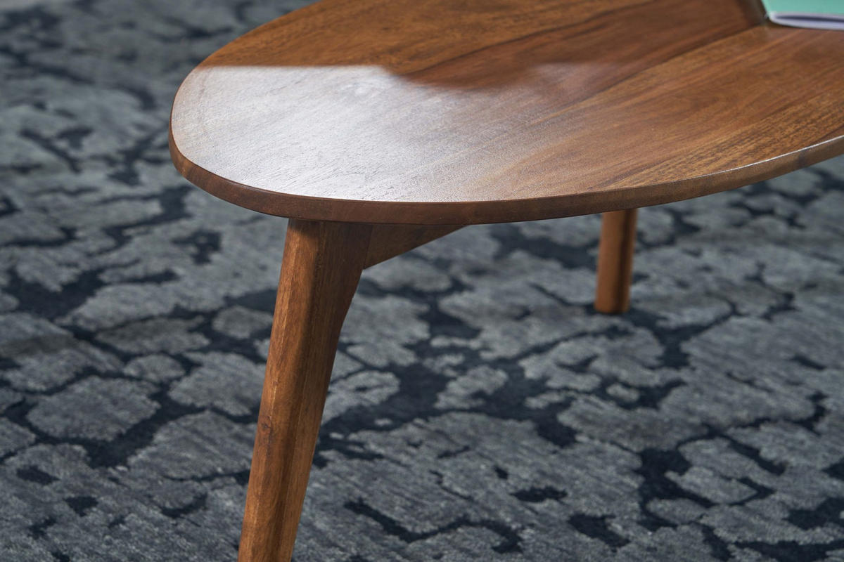 COUCHTISCH 2er Set Massivholz Nierenform Retro Handgefertigt, Braun 100x50x42 cm - Braun, Holz (50/100/42cm) - KADIMA DESIGN
