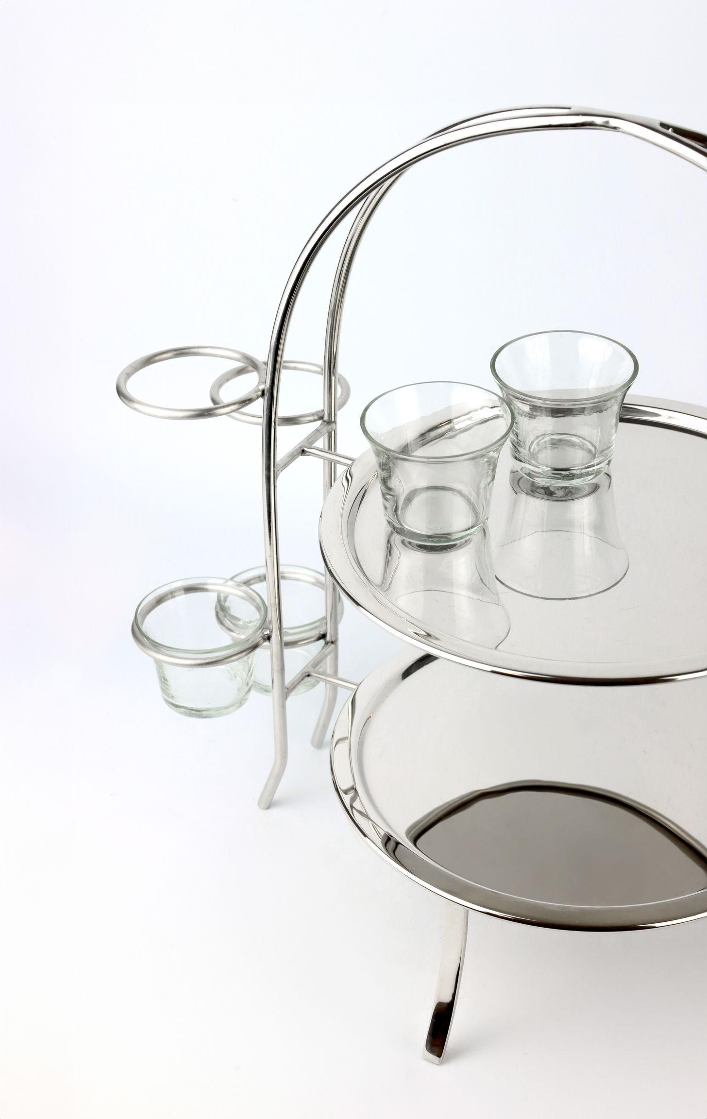 ETAGERENENSEMBLE Table 43x26x38cm - Silberfarben, Metall (22.5/38cm) - FURNARO