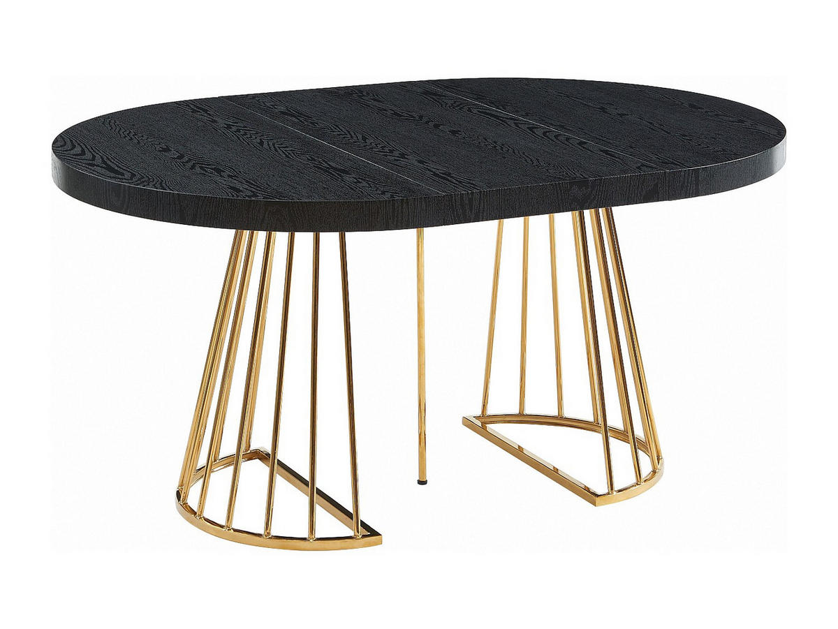 ESSTISCH ausziehbar - 2 bis 12 Personen - MDF & Stahl - Schwarz & Goldfarben - FIRELA - Mooreichefarben/Goldfarben, Holz (110/260/76cm) - Vente-Unique