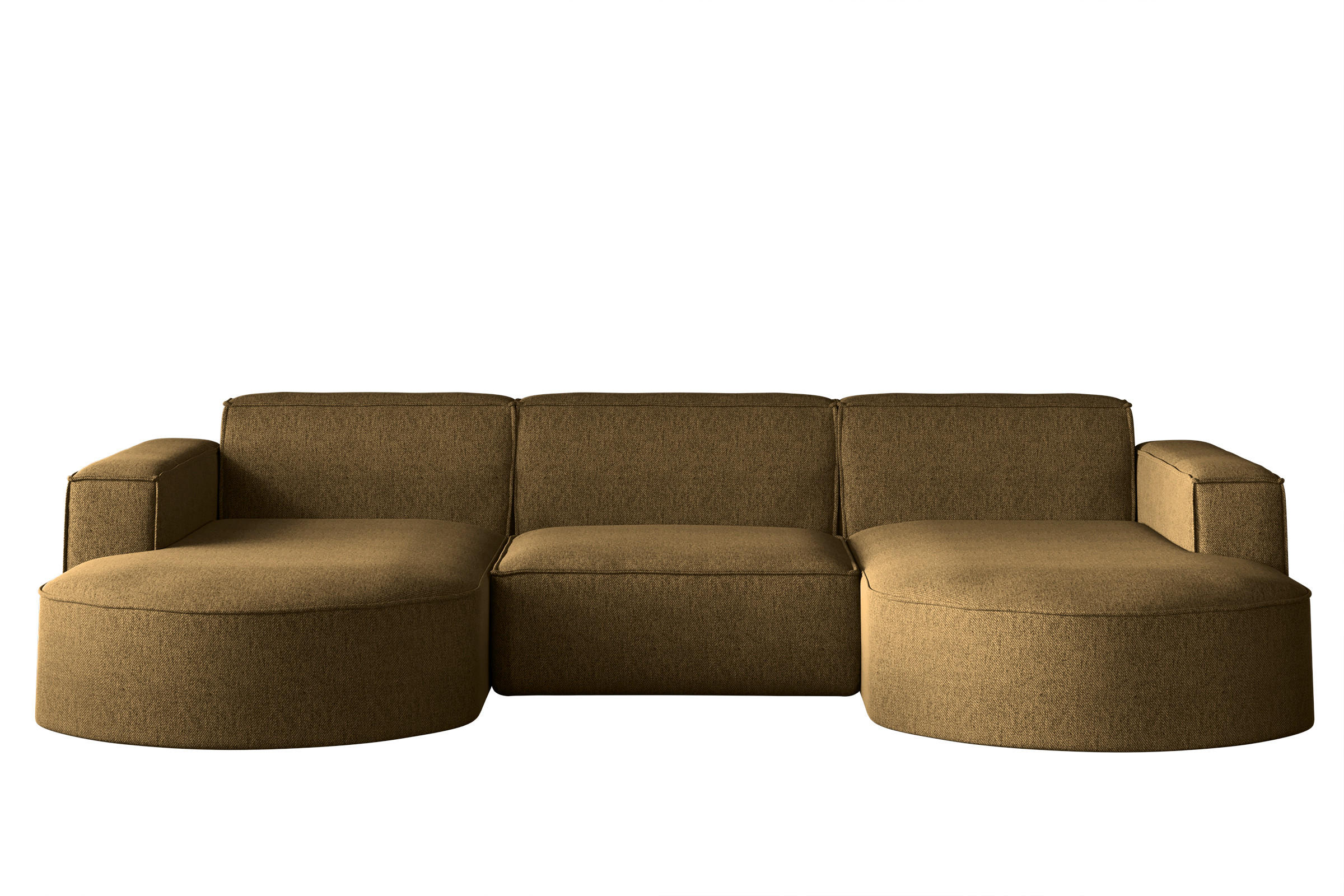 ECKSOFA U-Form MODENA STUDIO Stoff Verita Hellbraun - Hellbraun, Holz (165/299cm) - Kaiser Möbel